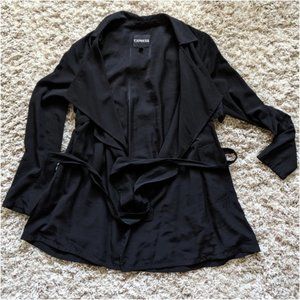 Beautiful Express Black Soft Drape Trench Coat S